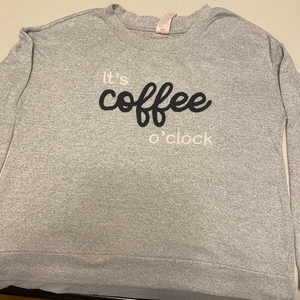 Secret Treasures Gray 'Coffee O'Clock' Soft PJ Top.  Very soft light weight top.